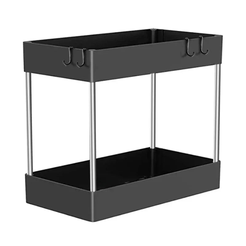 Organizador de almacenamiento para debajo del fregadero de 1/2 pieza, estante multiusos de 2 niveles con cajones para debajo del fregadero, organizador para baño y cocina