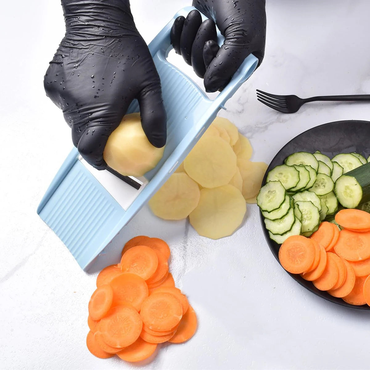 Mandolina 5 en 1 para cocina, cortador de verduras multihoja para patatas fritas, cortador de verduras, cortador de juliana