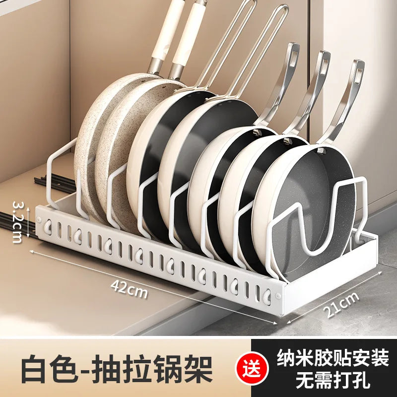 Pull-Out Pot & Pan Organizer with Adjustable Dividers
