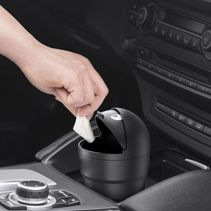 Cubo de basura universal para coche, organizador de almacenamiento de coche con tapa oscilante, mini cubo de basura hermético para vehículo
