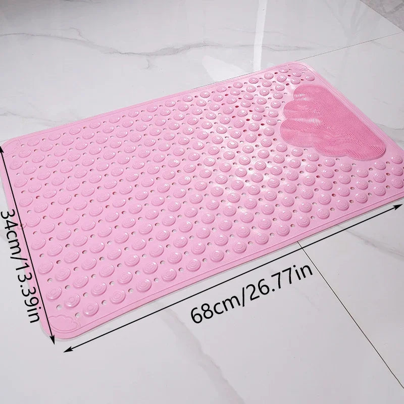 Non-Slip PVC Bath Mat – 34 × 68 cm Shower Safety Mat with Suction Cups & Massage Texture for Bathtub and Bathroom