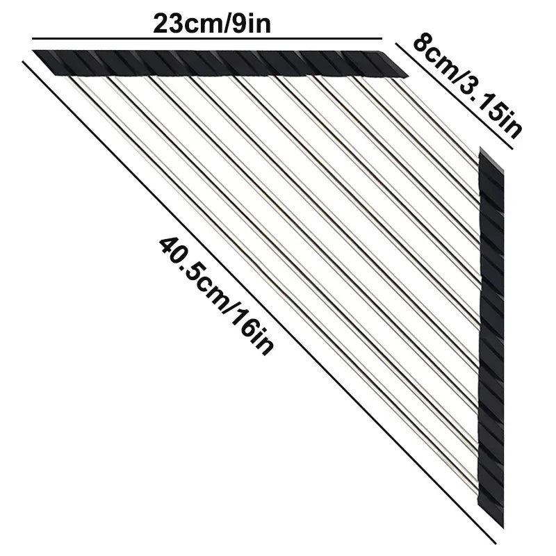 Foldable Triangle Roll-Up Dish Drying Rack for Kitchen Sink