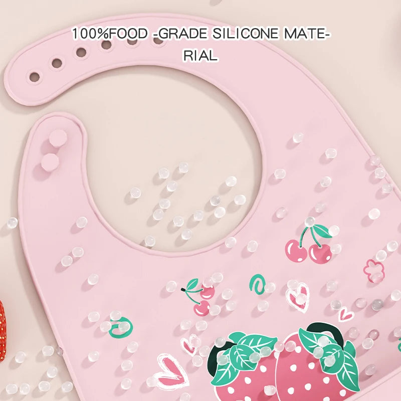 Baberos de silicona para niños y niñas para bebés y niños pequeños, babero de alimentación suave impermeable ajustable con recolector de alimentos grande, sin BPA