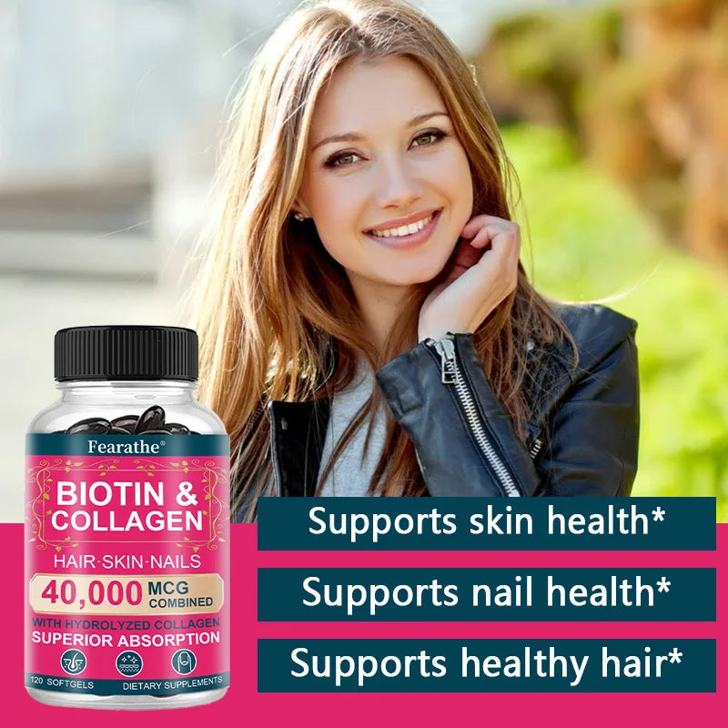 Collagen & Biotin Capsules – Hair, Skin & Nail Support with Keratin & Hyaluronic Acid