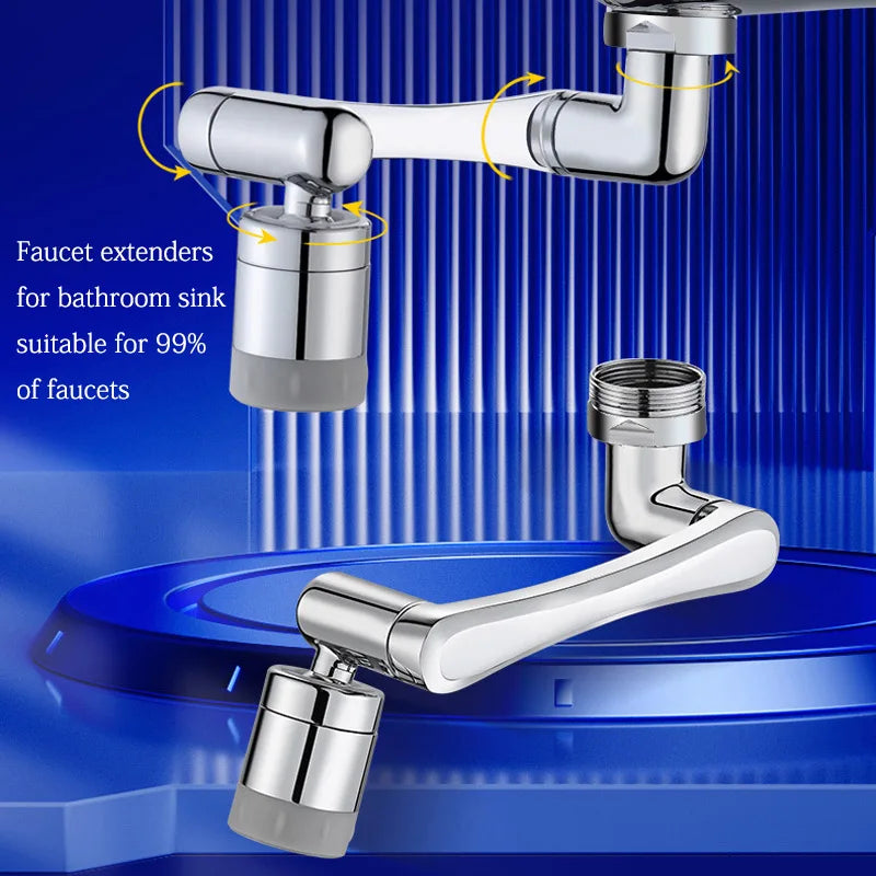 Extensor de grifo de acero inoxidable giratorio 1080°, boquilla pulverizadora para grifo, aireador mezclador de baño universal, 2 modos de pulverización