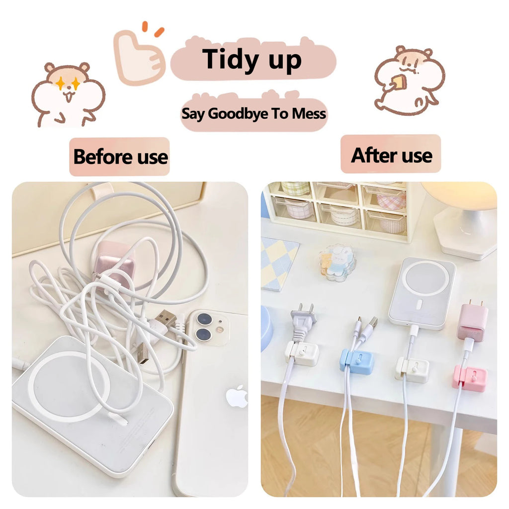 Desk Cable Management Clip – No-Drill Cord Organizer for Charging & Data Cables