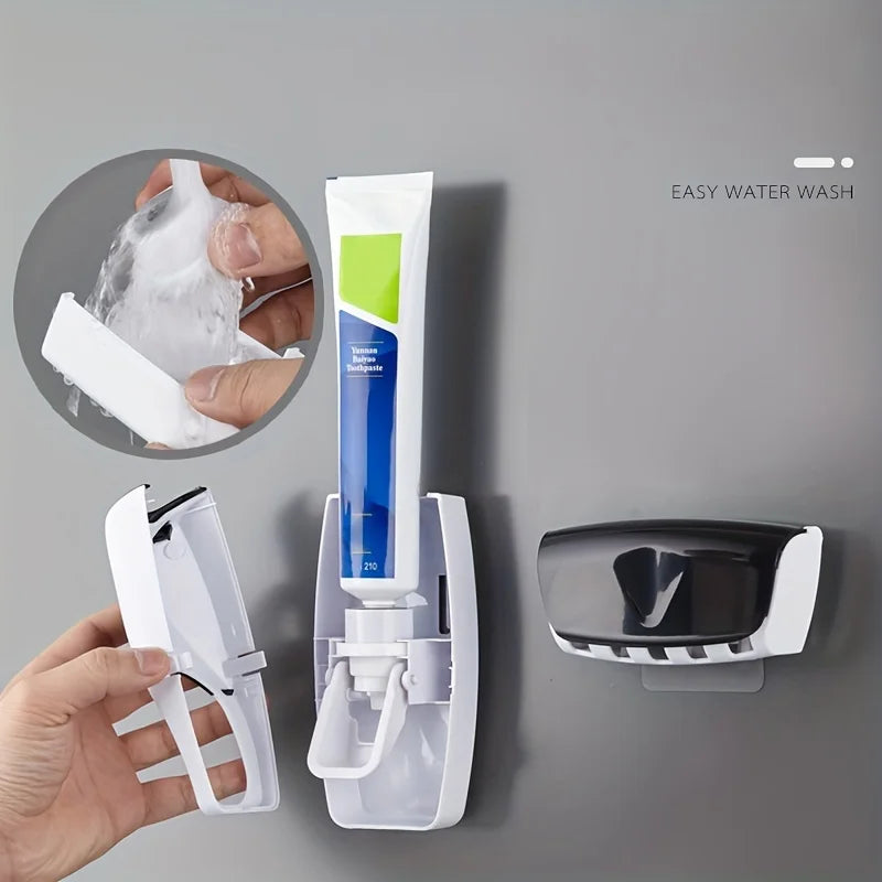 Wall-Mounted Toothbrush Holder Set with Automatic Toothpaste Dispenser & Cup