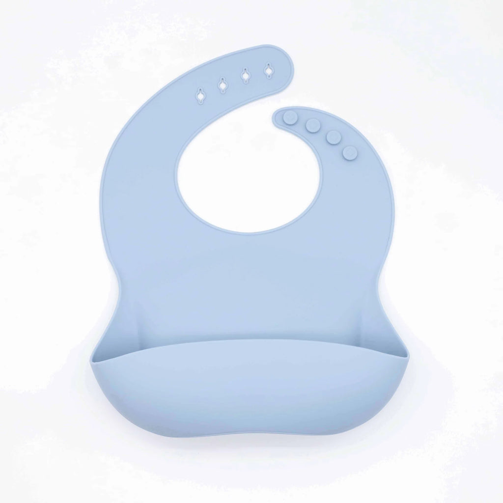 Babero de silicona de grado alimenticio con recolector de comida, ajuste tridimensional y multi-etapa, fácil de limpiar