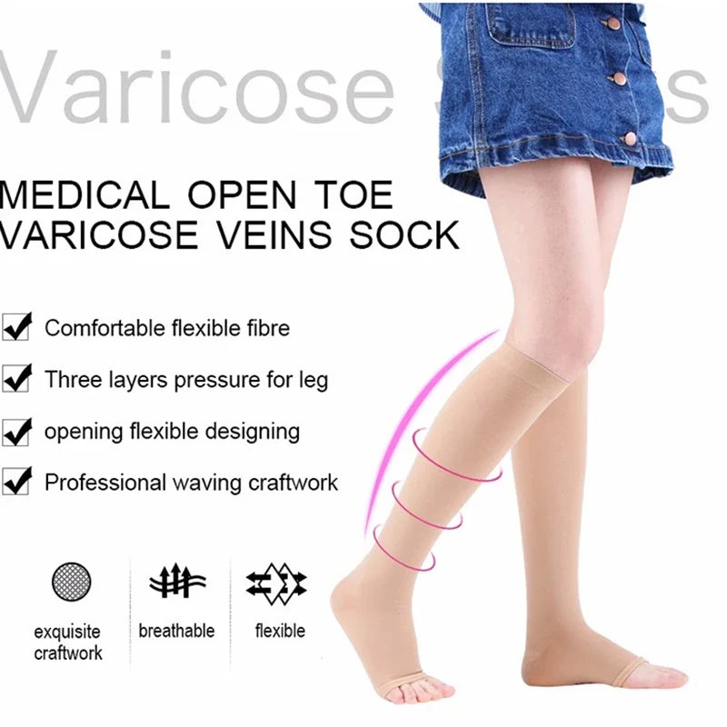 20–30 mmHg Knee High Compression Socks for Women & Men – Graduated Leg Support for Running, Travel, Work & Sports