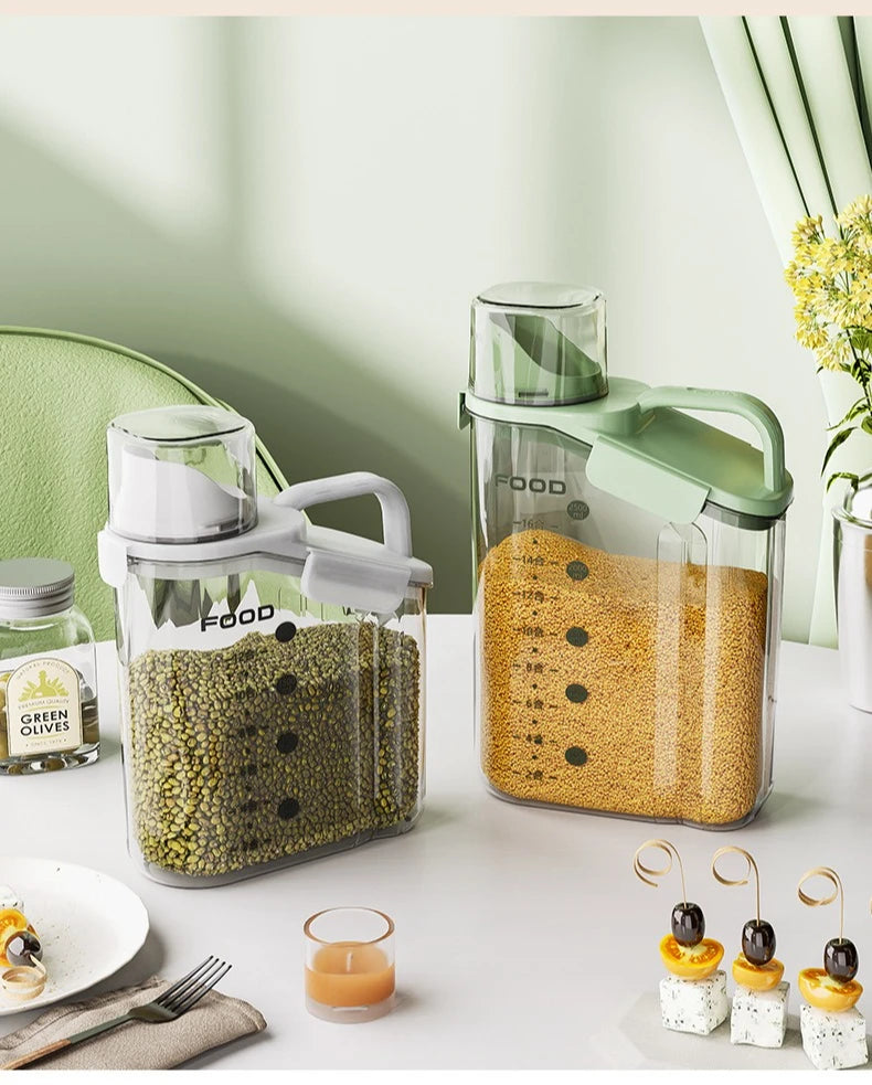 Recipientes herméticos para almacenar alimentos, dispensador de cereales, caja de almacenamiento para cereales, dispensador de arroz, dispensador de granos, organizador de cocina