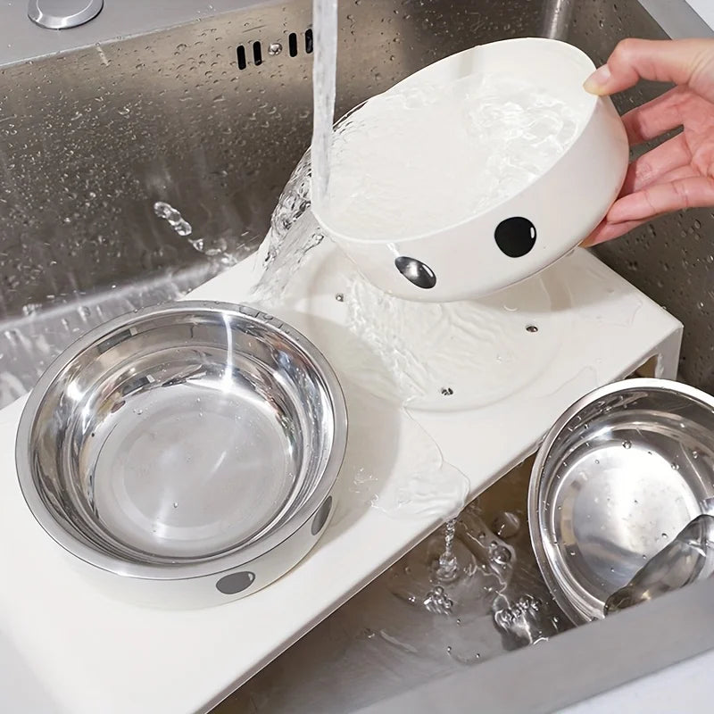 Comederos Elevados para Perros, Base Elevada con Doble Cuenco de Acero Inoxidable para Comida y Agua para Perros y Gatos Pequeños, Medianos y Grandes