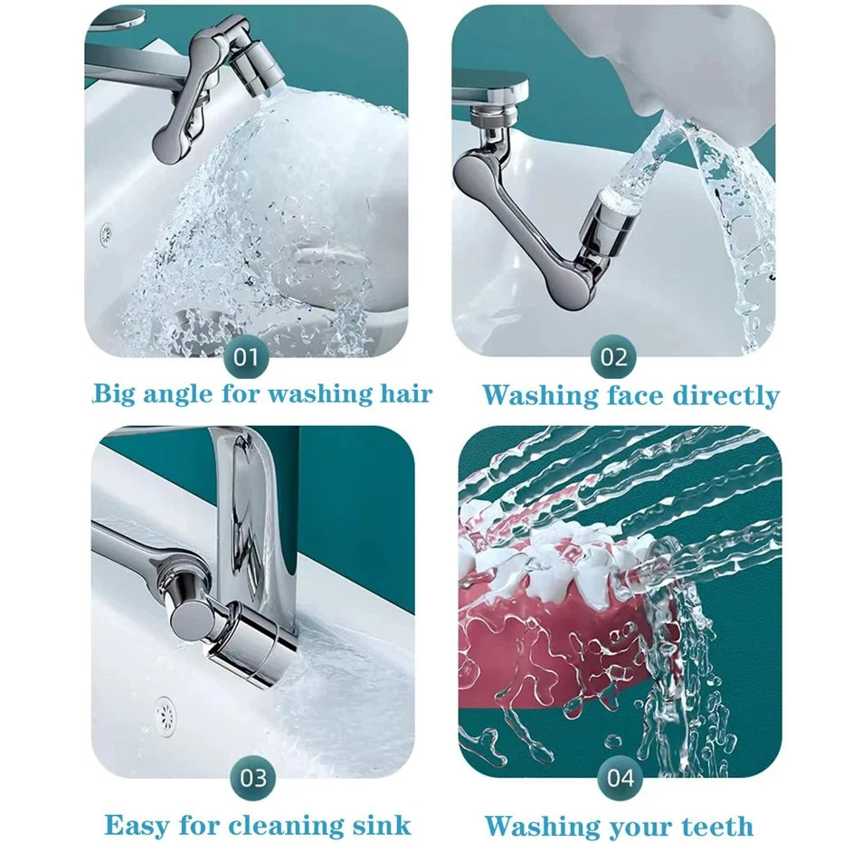 Extensor de grifo de acero inoxidable giratorio 1080°, boquilla pulverizadora para grifo, aireador mezclador de baño universal, 2 modos de pulverización