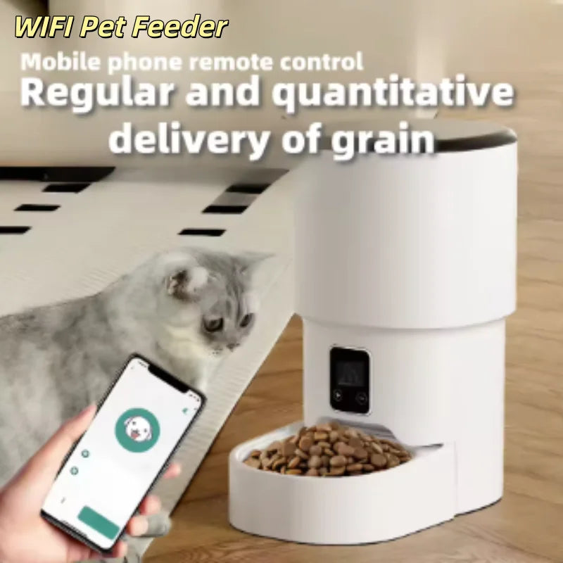 Comedero automático para mascotas de 4 L con WiFi, dispensador inteligente de comida para perros y gatos con control de botón