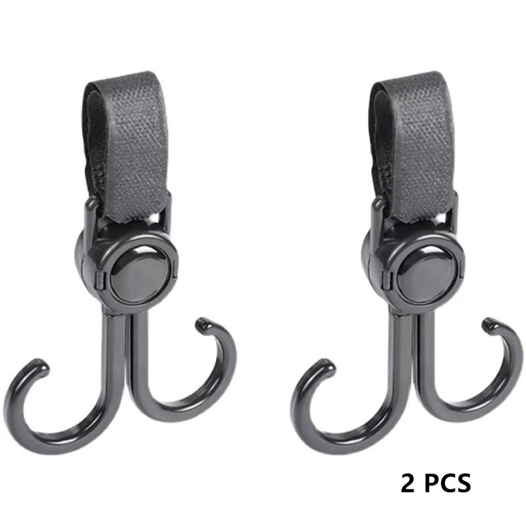 2 ganchos de piel sintética para cochecito de bebé, rotación de 360 grados, organizador de carrito, accesorios de ganchillo para cochecito
