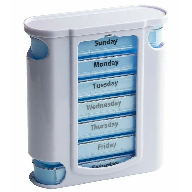 7-Day Weekly Pill Organizer – Portable Daily Medicine Storage Box with Colorful Drawer Design for Home & Travel