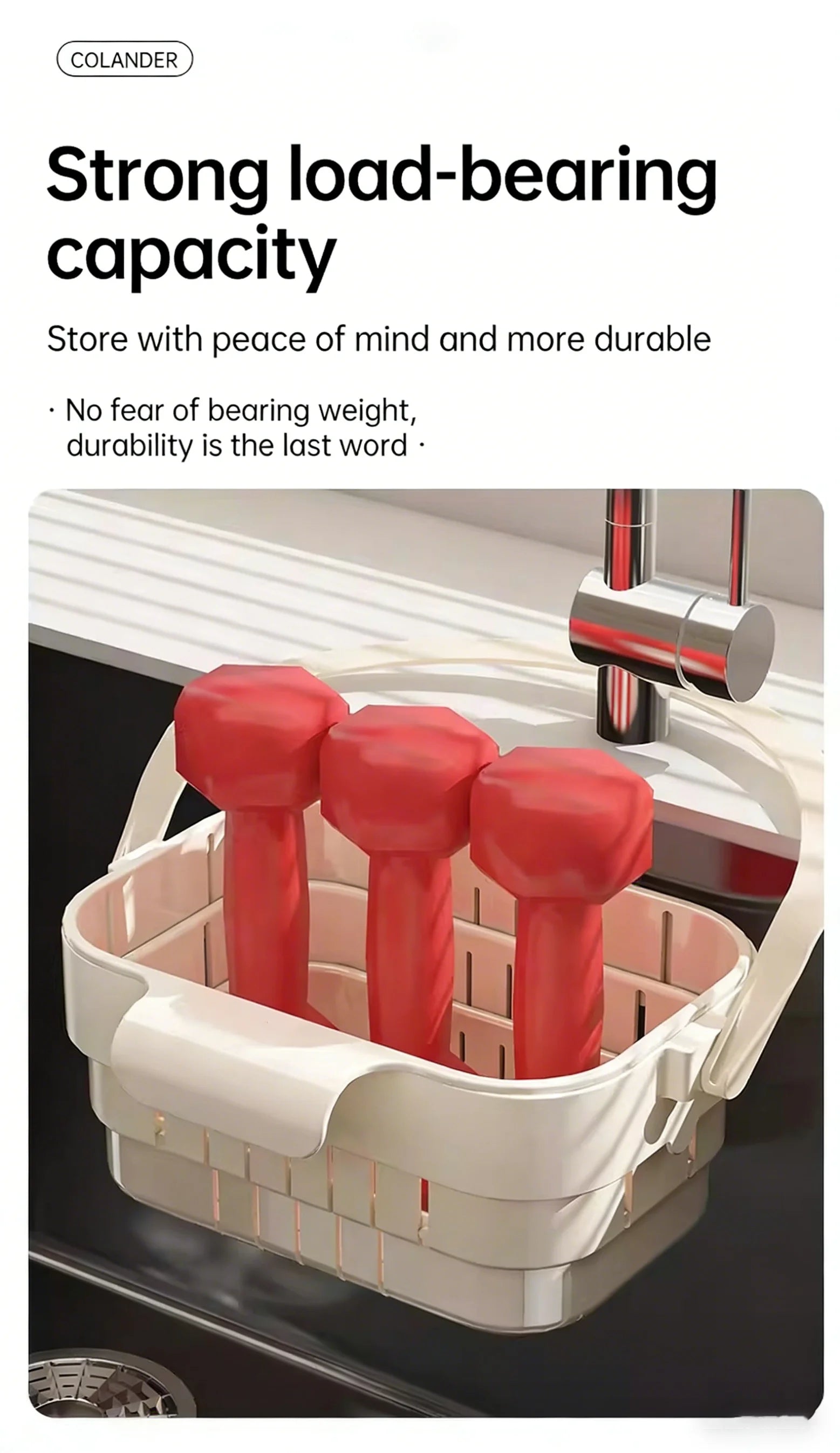 Colador de fregadero plegable y expandible colgante, cesta de filtro para residuos de alimentos y frutas, colador de fregadero ahorrador de espacio para cocina doméstica