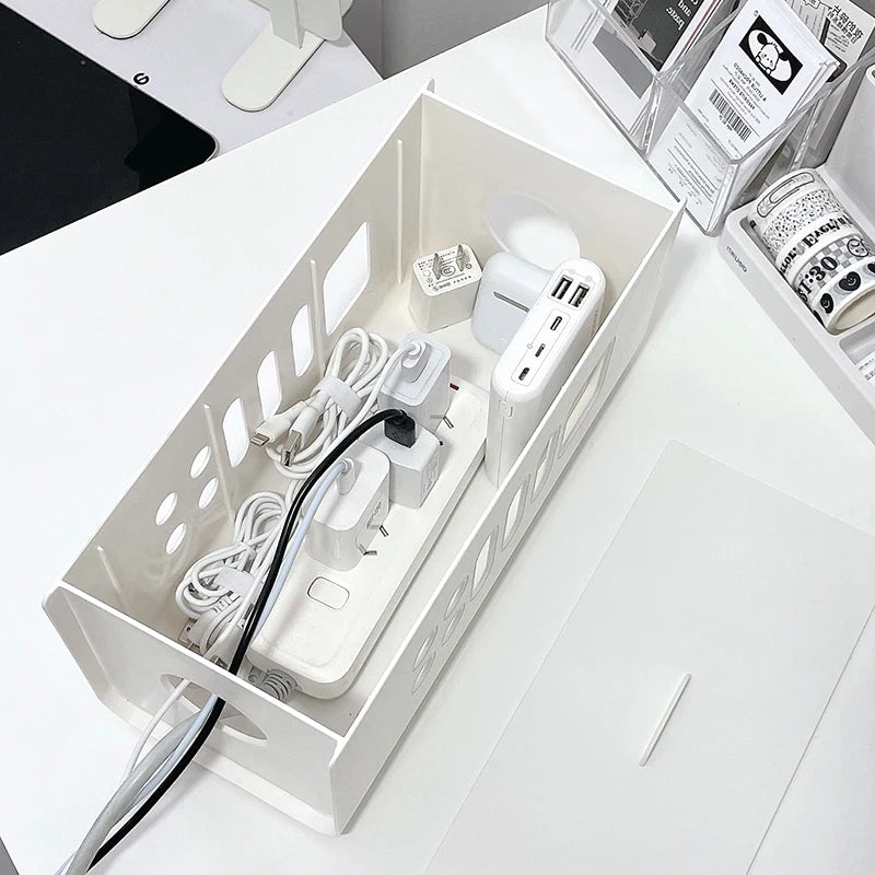Caja de almacenamiento de cables, regleta multifuncional, gestión de cables, caja de cables, seguridad para el hogar, línea de red, cubo de almacenamiento