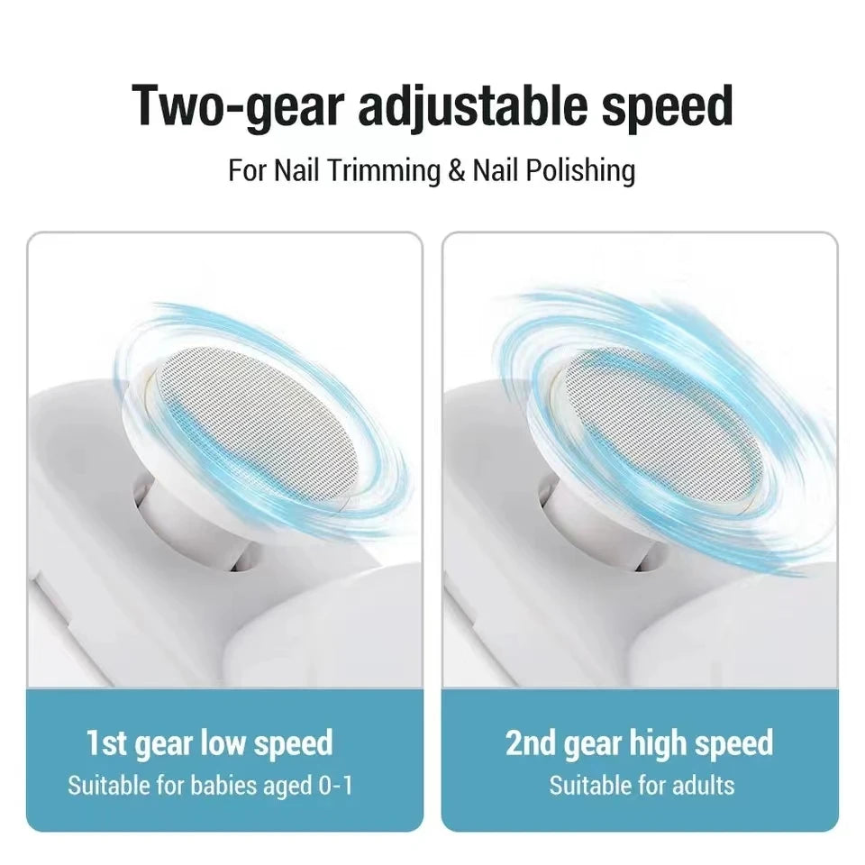 2-in-1 Electric Nail Clipper & Polisher – USB Rechargeable Automatic Nail Grinder with LED Light for Manicure & Nail Care