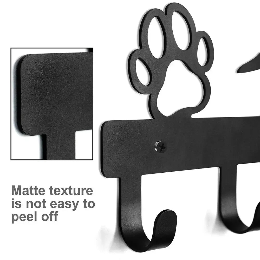 Dog Paw Wall Hook Rack – 5-Hook Metal Organizer for Leashes, Keys, Coats, Towels & Pet Accessories