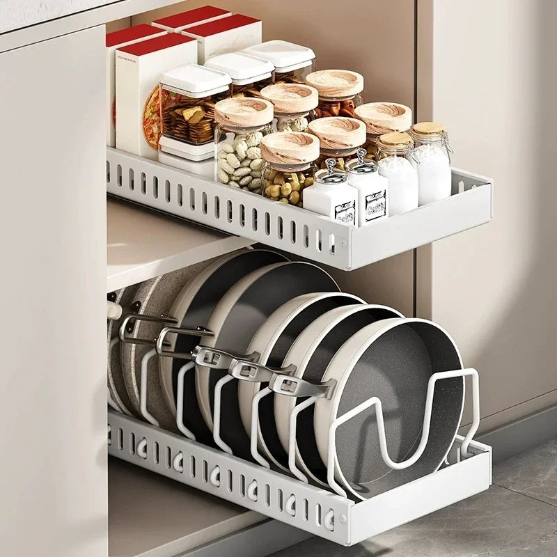 Pull-Out Pots & Pans Organizer for Kitchen Cabinets