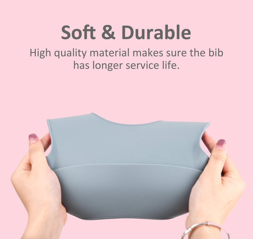 Silicone Baby Bib with Food Catcher – Waterproof Soft Feeding Bib for Infants, Adjustable Easy Clean Baby Bib