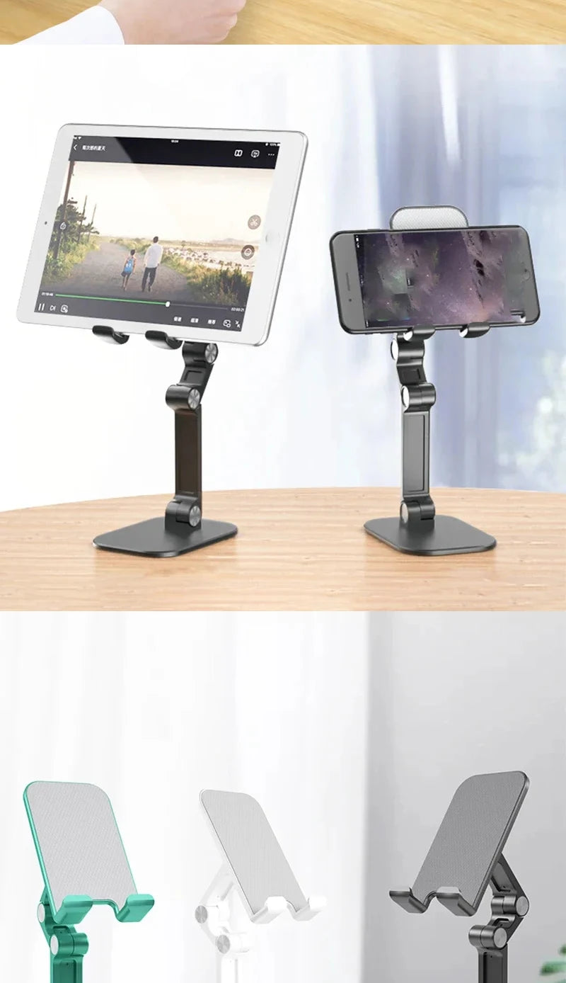 Foldable Adjustable Phone & Tablet Stand – 3-Section Desktop Holder