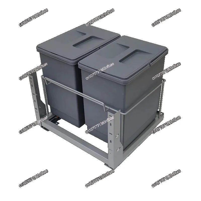 Pull-Out Hidden Kitchen Trash Can with Lid for Cabinet Storage & Waste Sorting