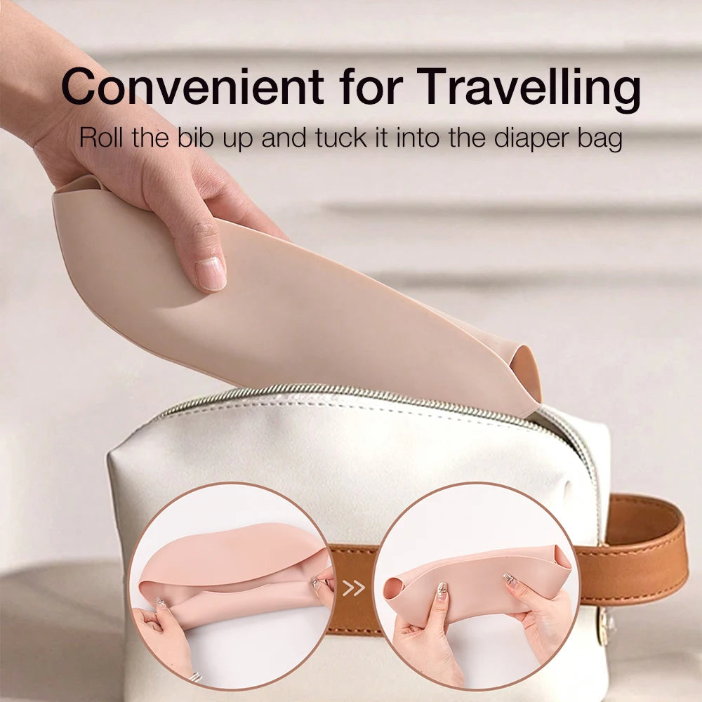 Waterproof Silicone Baby Bib with Food Catcher – Adjustable Cartoon Feeding Apron, Soft Reusable Infant Bib for Newborns & Toddlers