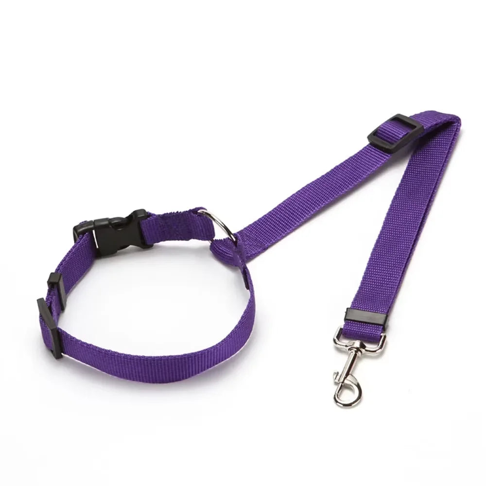 Adjustable Pet Car Seat Belt – Nylon Safety Harness Leash for Dogs & Cats Travel, Driving & Backseat Protection
