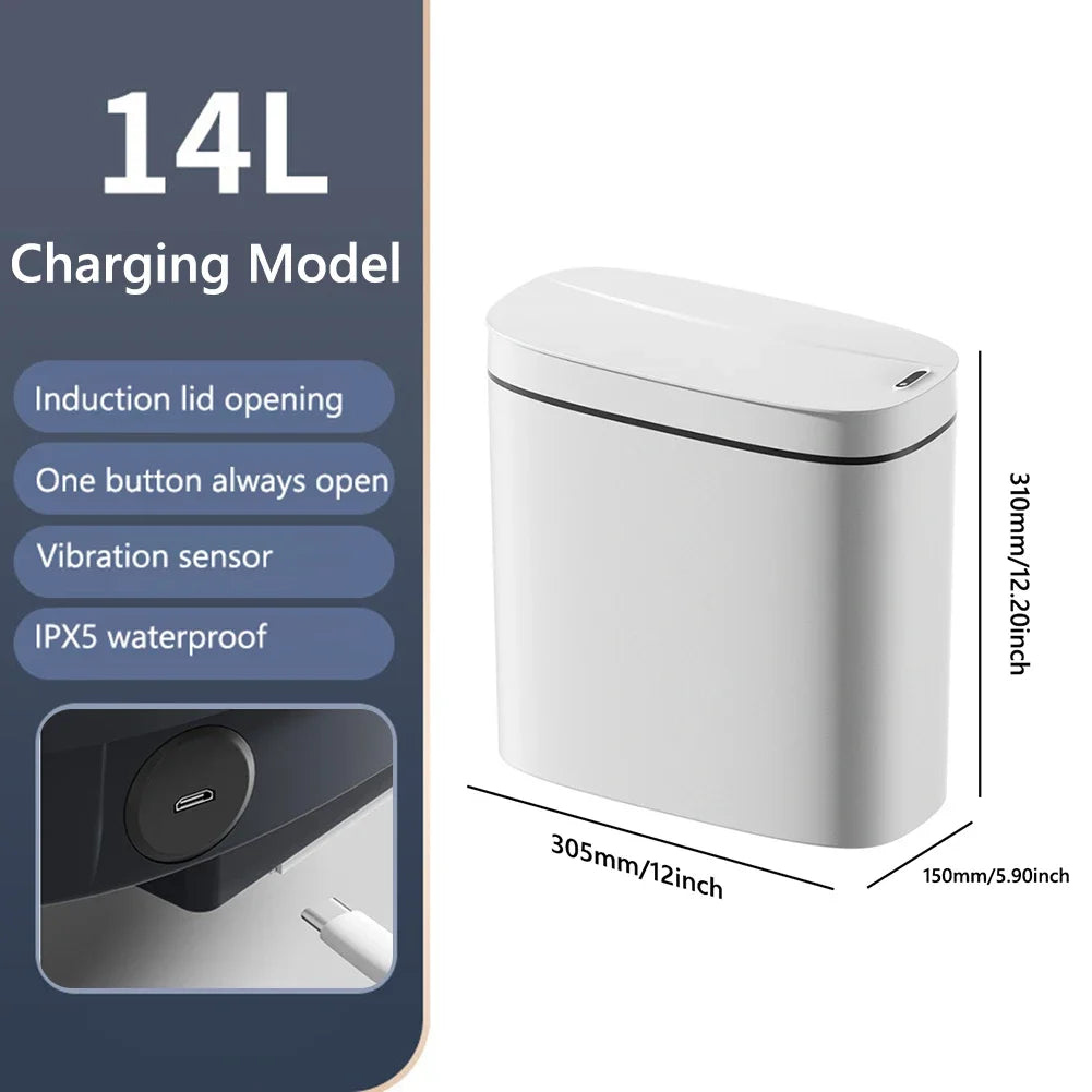 14L Smart Sensor Trash Can with Lid | Touchless Automatic Waste Bin for Kitchen & Bathroom