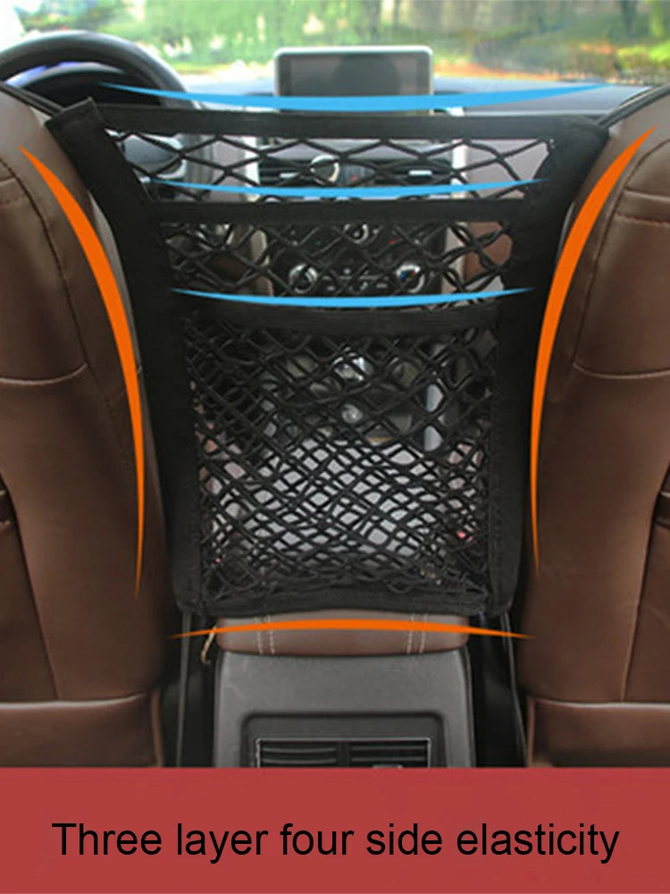 Barrera para Coche de Mascotas, Barrera para Perros con Bolsa de Almacenamiento de Malla de Seguridad Automática, Protector de Seguridad para Asiento Trasero, Red de Malla