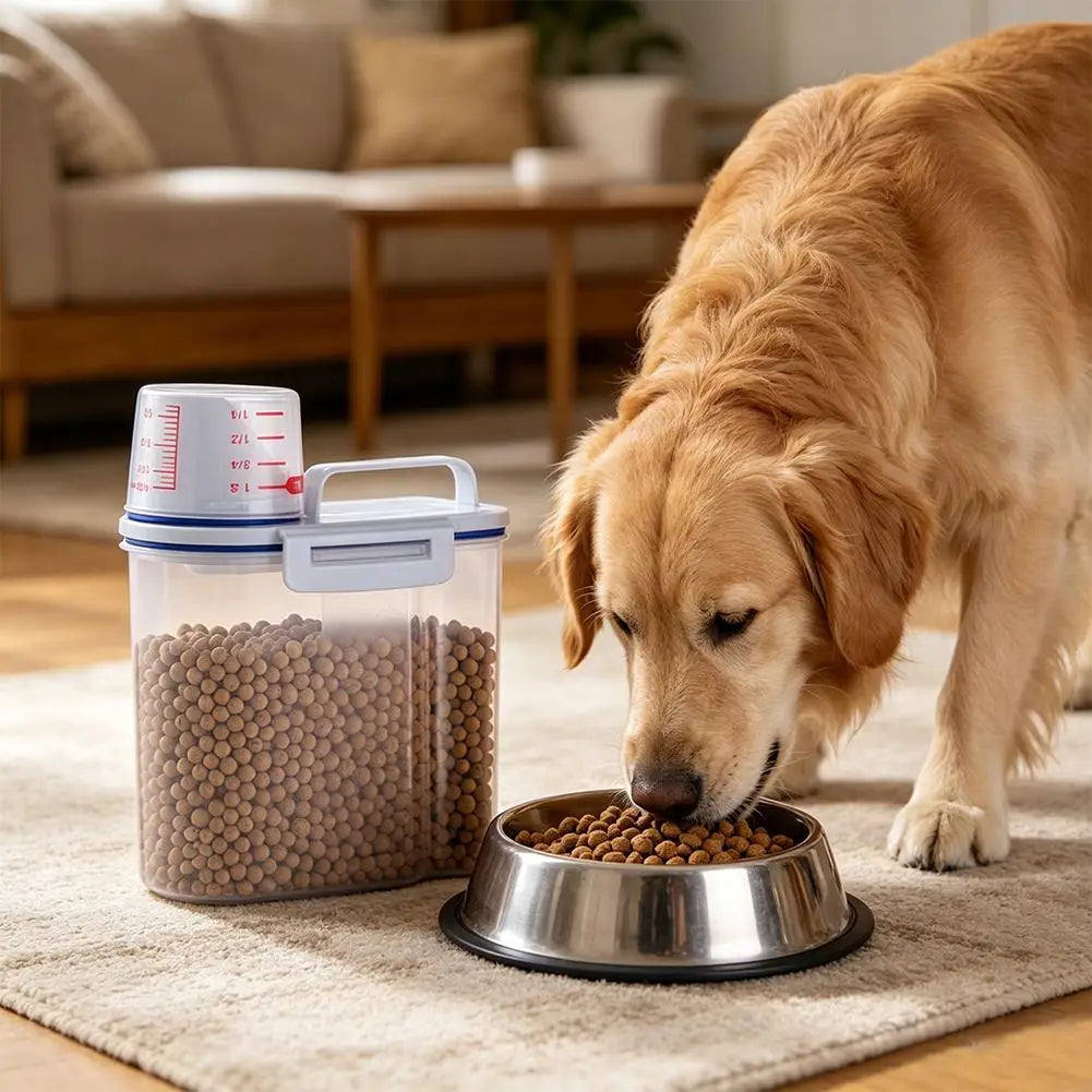 Contenedor premium para alimentos de mascotas con cierre hermético - Duradero, gran capacidad, fácil de limpiar y diseño elegante para perros y gatos