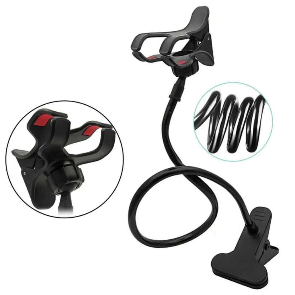 Flexible 360° Phone Holder – Adjustable Gooseneck Clip Mount for Desk & Bed