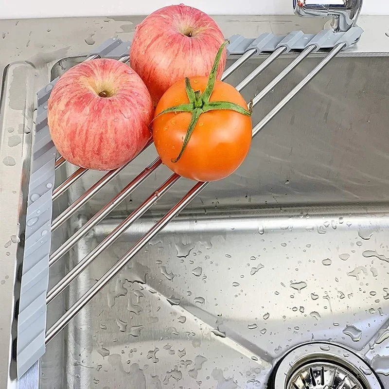 Foldable Triangle Roll-Up Dish Drying Rack for Kitchen Sink