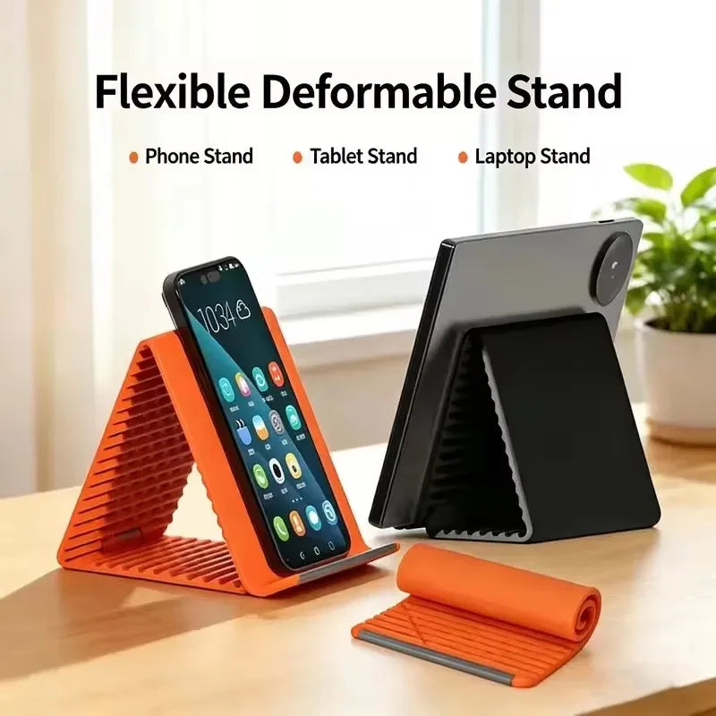 Flexible Foldable Silicone Device Stand – Adjustable Multi-Angle Holder for Phones, Tablets & Laptops