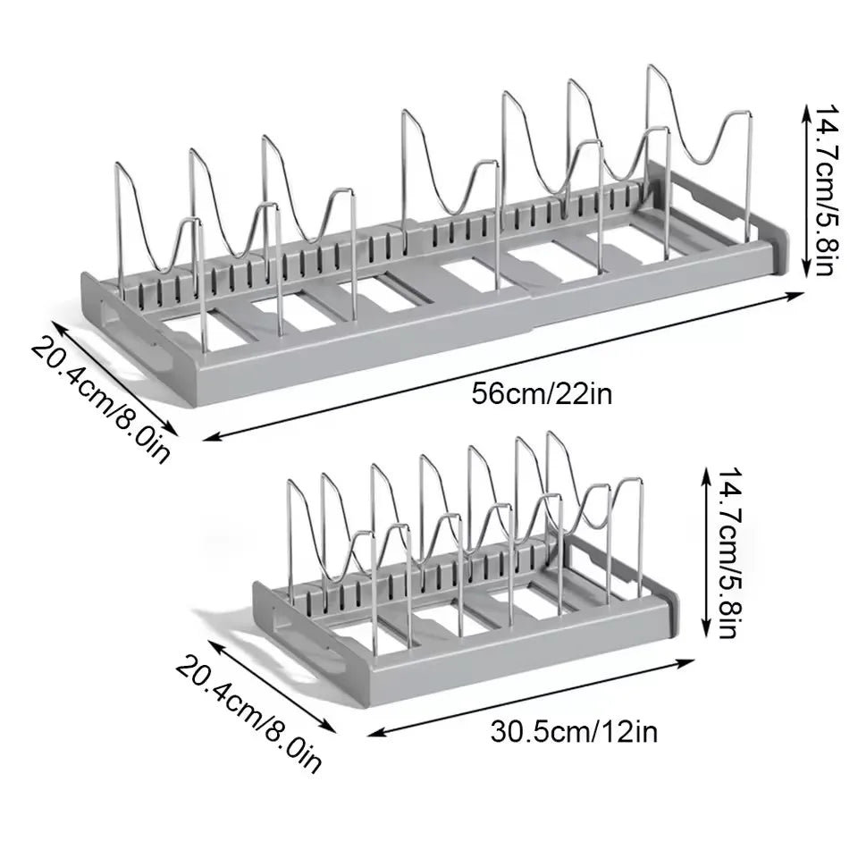 Expandable Pot & Pan Organizer Rack with Adjustable Dividers