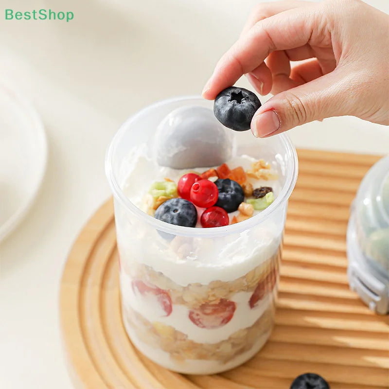Portable Salad Cup with Fork & Spoon – Double Layer Fresh Keeping Meal Container for Salads, Fruits, Snacks & Yogurt