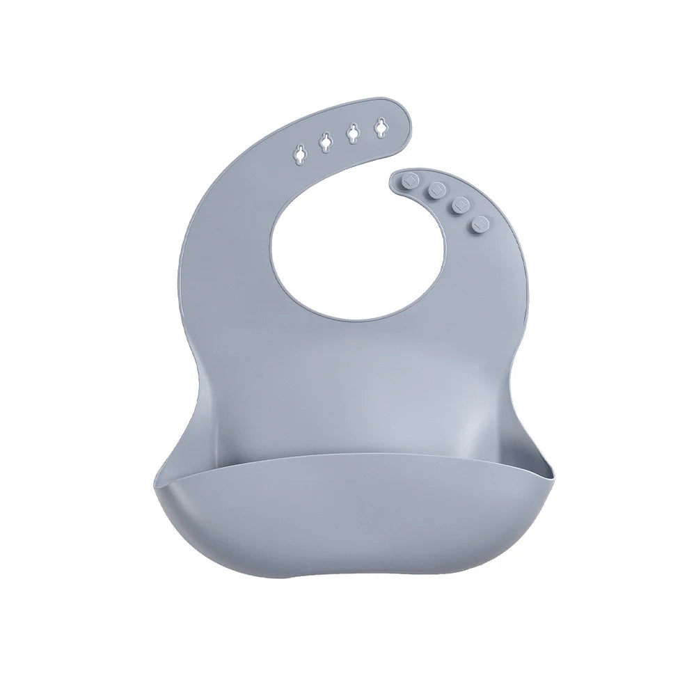 Waterproof Silicone Baby Bib with Food Catcher – Adjustable Cartoon Feeding Apron, Soft Reusable Infant Bib for Newborns & Toddlers