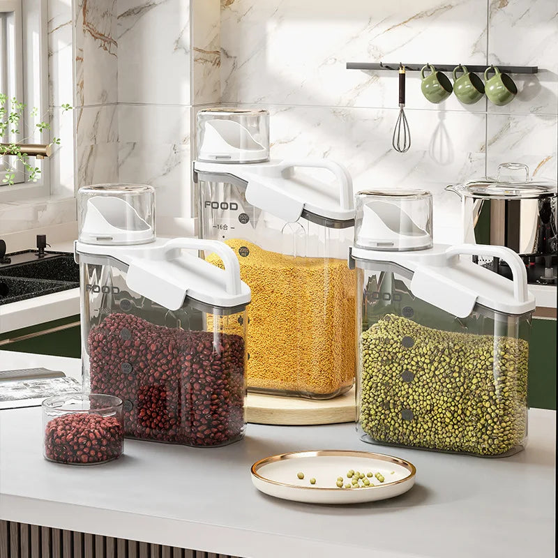 Recipientes herméticos para almacenar alimentos, dispensador de cereales, caja de almacenamiento para cereales, dispensador de arroz, dispensador de granos, organizador de cocina