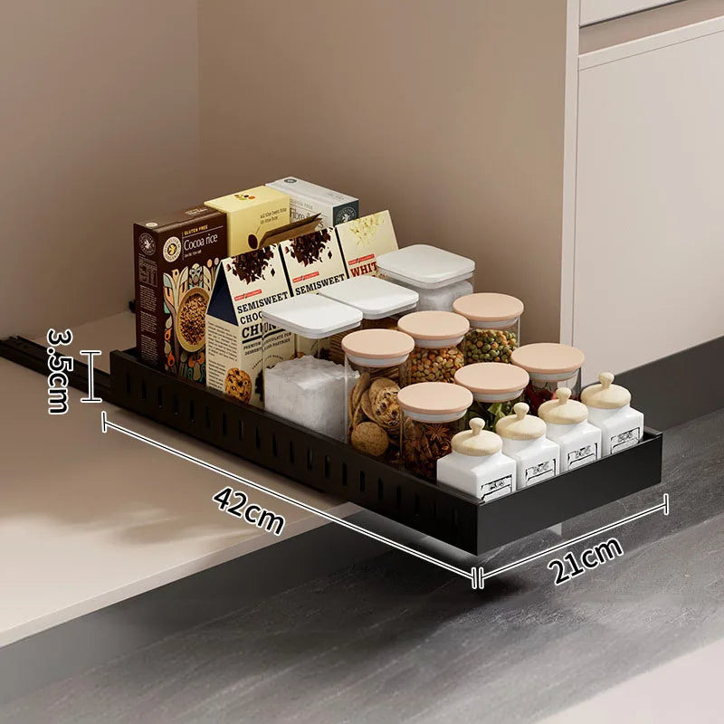 Organizador de ollas y sartenes bajo el gabinete, soporte deslizante para tapas de ollas, estante de almacenamiento de platos y sartenes deslizante y ajustable para cocina