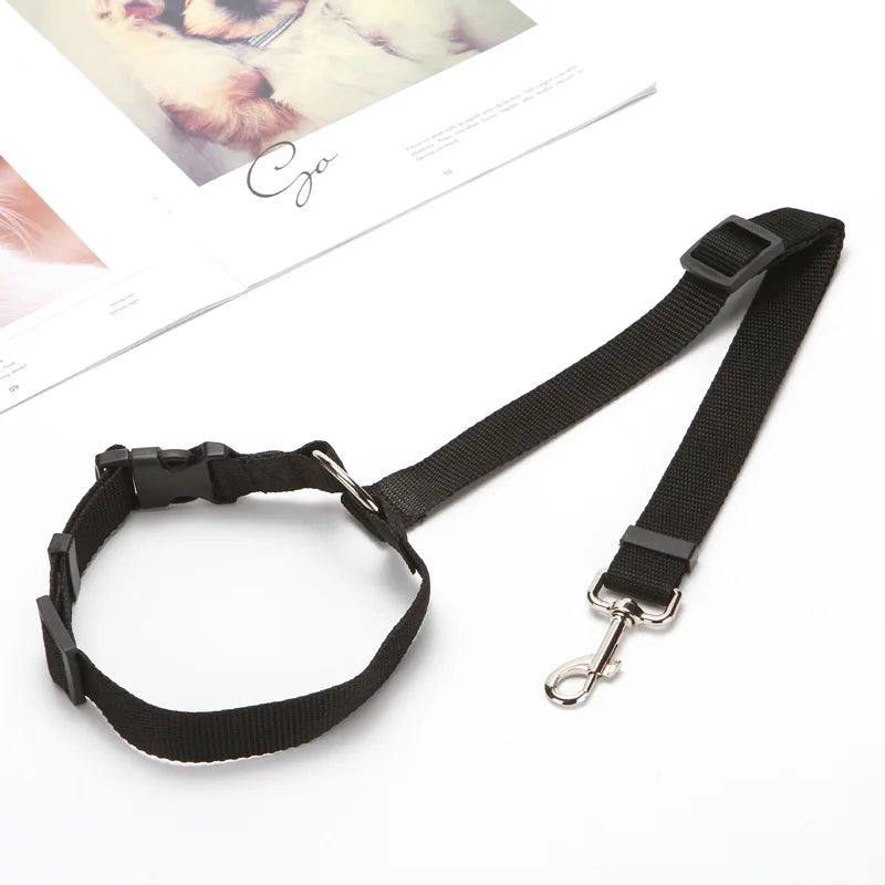 Cinturón de seguridad dos en uno de color sólido para mascotas, correa de nailon, cinturón de seguridad para asiento trasero, arnés ajustable para perros, collar, accesorios para mascotas