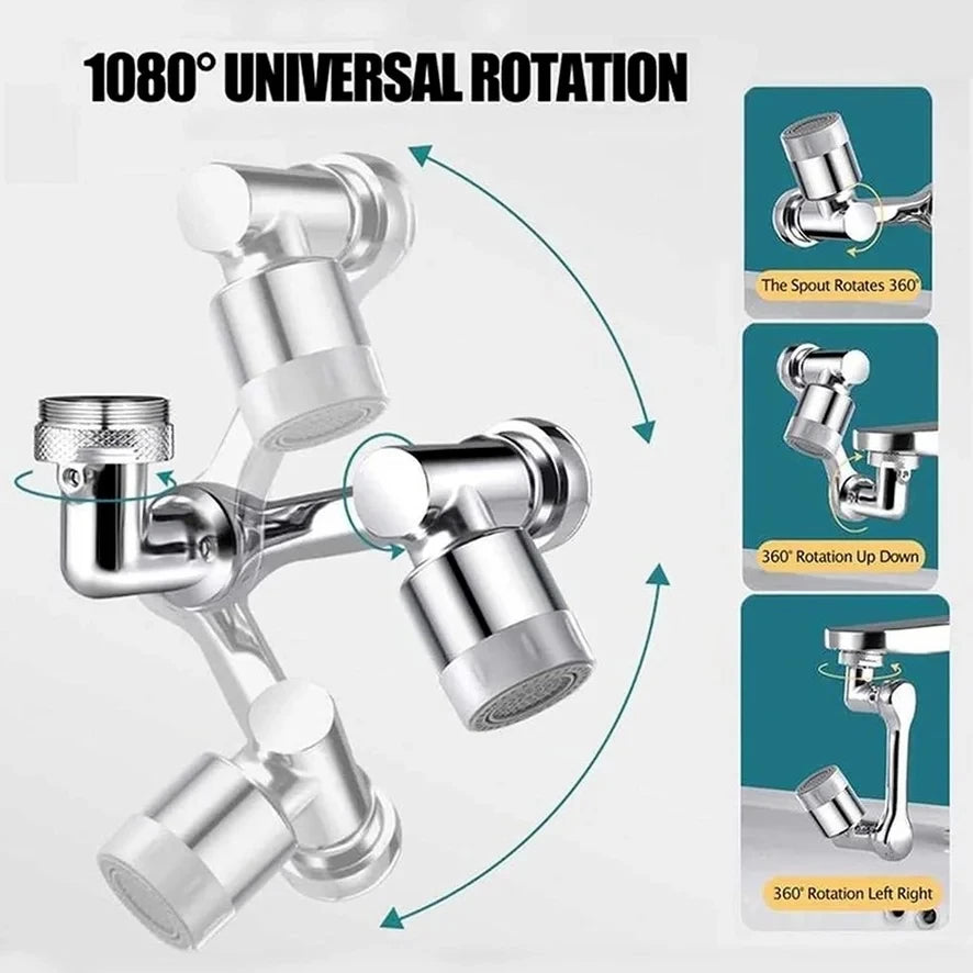Extensor de grifo de acero inoxidable giratorio 1080°, boquilla pulverizadora para grifo, aireador mezclador de baño universal, 2 modos de pulverización