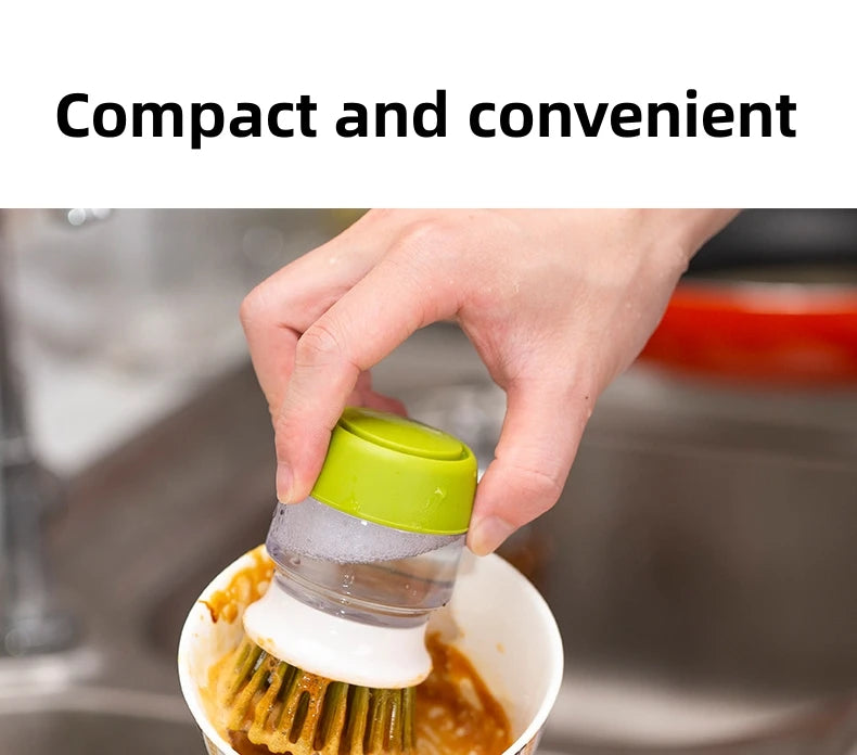 Soap Dispensing Dish Brush with Replaceable Head & Storage Stand
