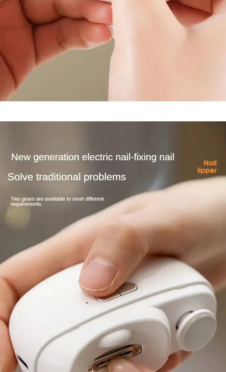 2-in-1 Electric Nail Clipper & Polisher – USB Rechargeable Automatic Nail Grinder with LED Light for Manicure & Nail Care