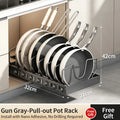Pull-Out Pots & Pans Organizer for Cabinets – Adjustable Under Cabinet Cookware Storage Rack with 8 Dividers