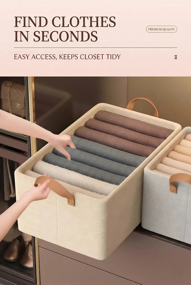 Caja Organizadora de Tela Plegable para el Hogar, Organizador de Armario para Ropa y Pantalones, Solución de Almacenamiento por Capas