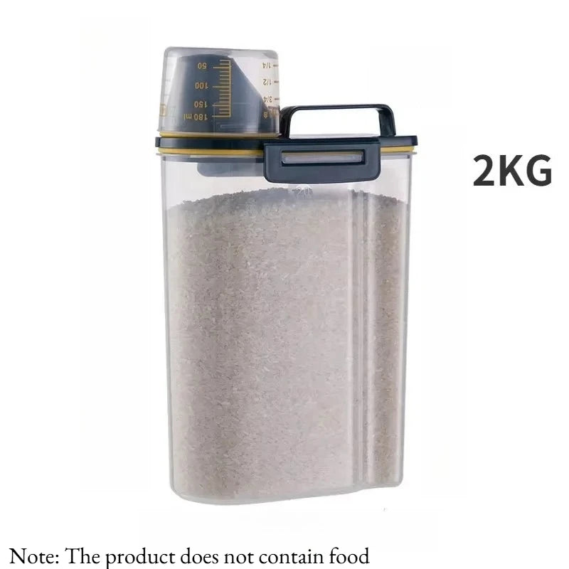 1 Contenedor Hermético para Alimentos de Mascotas, 1.5kg/2kg con Taza, Tarro Sellado de Plástico para Alimentos Secos para Perros y Gatos, Incluye Cuchara Medidora