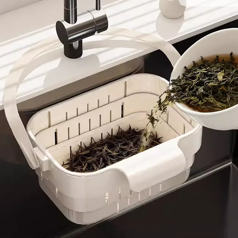 Colador de fregadero plegable y expandible colgante, cesta de filtro para residuos de alimentos y frutas, colador de fregadero ahorrador de espacio para cocina doméstica