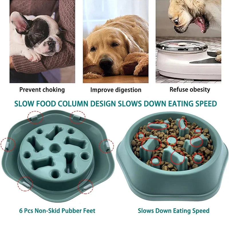 Tazón para perros de alimentación lenta, antiquemaduras, cuenco para comida para cachorros, antideslizante, para mascotas, cuencos para perros de alimentación lenta, comederos de rompecabezas para perros pequeños y medianos