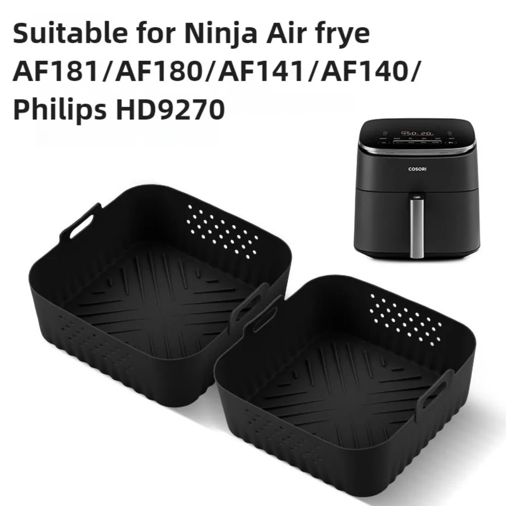 Revestimientos de silicona de 22.5cm para freidoras de aire, cestas antiadherentes reutilizables para Ninja AF181 AF180 AF141 AF140 y otros accesorios para freidoras de aire de 5-8QT